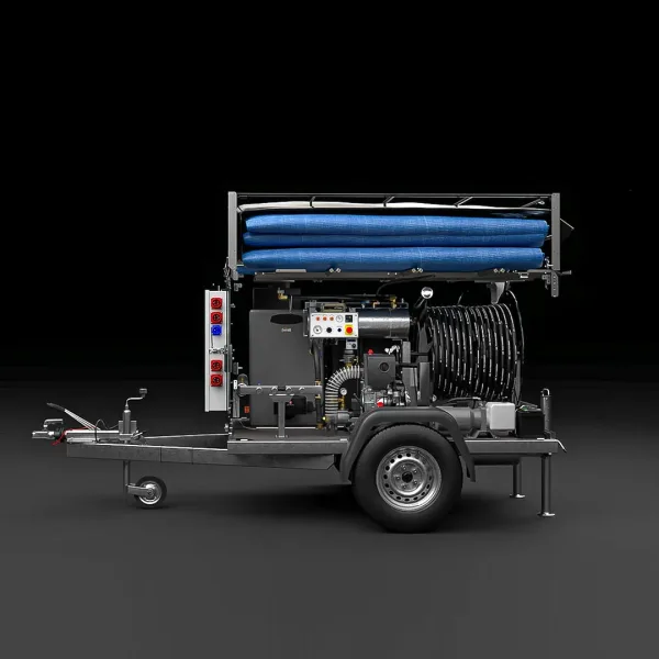 Innmaten i Flexi Heater Midi teletiner, med synlige komponenter, slanger og tekniske detaljer.