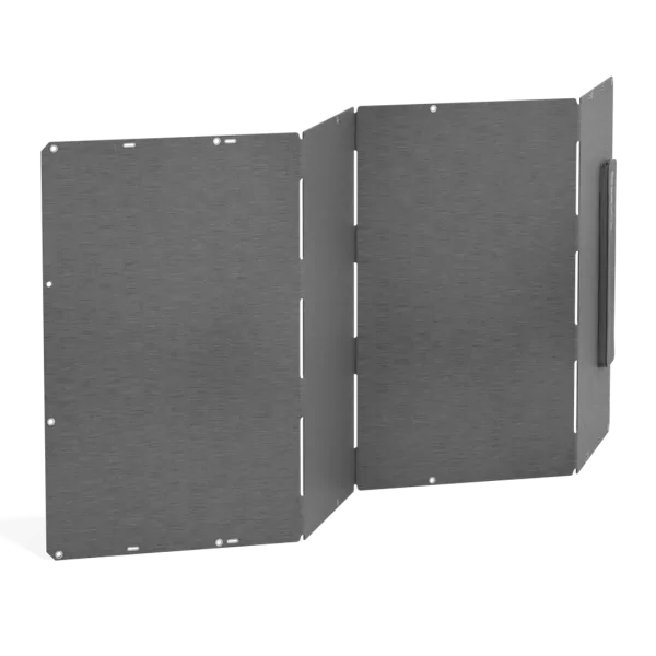 En utbrettet BMZ solcellepanel 400W sett bakfra