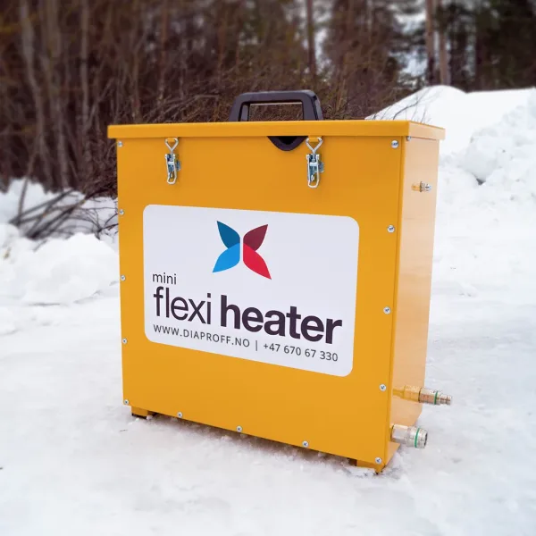 Flexi Heater Mini Universal teletiner i snødekt terreng.